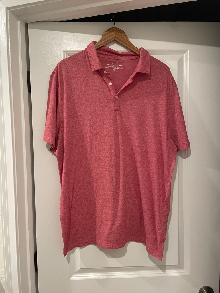 Vineyard Vines Men's Heather Pink Red Polo Xl